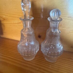 Vintage Clear Glass cruet set for oil/vinegar (set of 2)